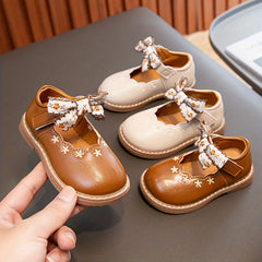 Vintage Bowknot Loafer Shoes for Baby Girls Lightweight Comfortable