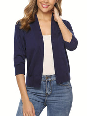Open Front Cardigan 3/4 Sleeve Sweater for Spring & Fall