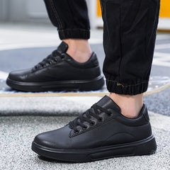 Men's Solid Skate Shoes Comfy Non Slip Casual Lace Up Sneakers