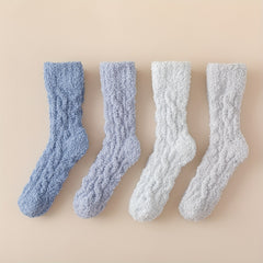 Women's Solid Fuzzy Mid Tube Socks - Comfy & Warm Stockings