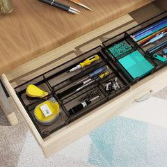 Metal Mesh Desk Drawer Organizer Dividers - Pen Tray Box for Desktop