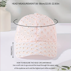 Rhinestone Lace Baseball Cap Flower Embroidery Mesh Sun Hat