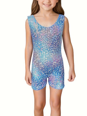 Leopard Print Gymnastics Suit Girls Dance Leotard