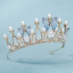 Butterfly Tiara Crown for Women Girls Princess Crown with Rhinestone