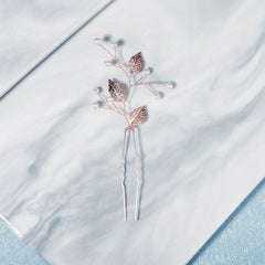 Alloy Leaves Faux Pearl Hairpin Wedding Dress U shaped Hair Headdress