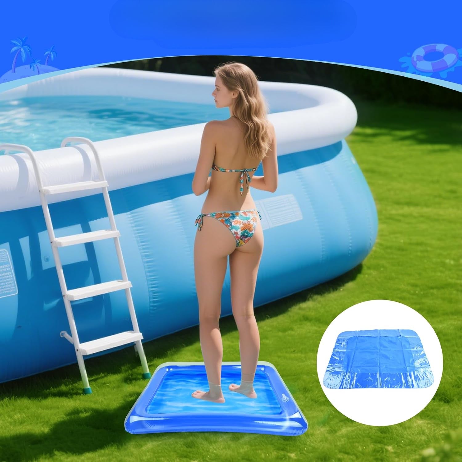 2pcs Durable PVC Inflatable Pool 58 Portable Square Sand Tray