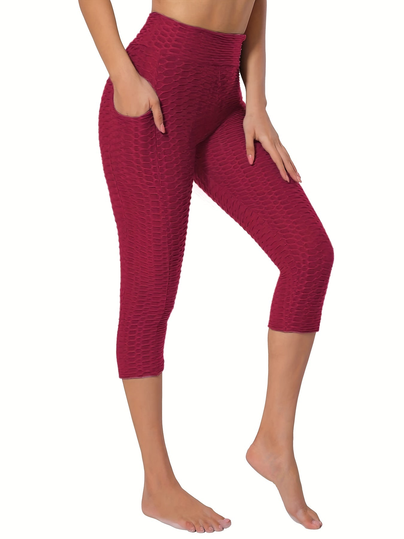 Seersucker Yoga Leggings High Waist Butt Lifting Sports Pants