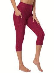 Seersucker Yoga Leggings High Waist Butt Lifting Sports Pants