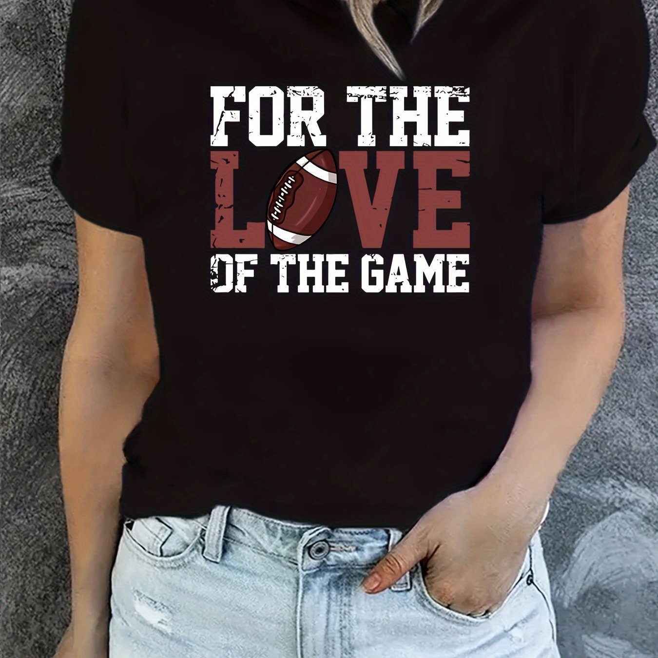 Love Football Graphic Sports T shirt Women