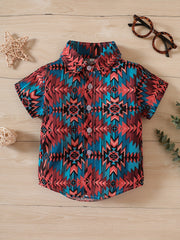 Boys Geo Print Button Down Shirt