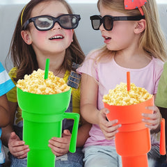 Multifunctional Double Layer Water Cup With Popcorn Tray 1000ml