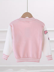 Girls' Block Embroidery Knitted Varsity Jacket