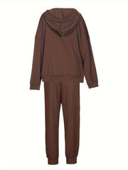 Women's Plus Abstract Face Print Hoodie & Joggers Set