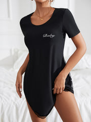 Sexy Lace Nightdress Heart Print Mesh Pajama Dress Women's Sleepwear