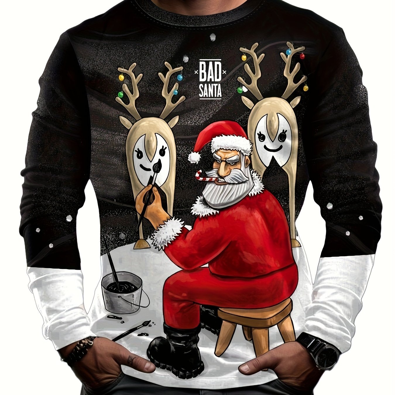 Christmas Santa Claus Print Men's Long Sleeve T-shirt
