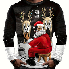 Christmas Santa Claus Print Men's Long Sleeve T-shirt