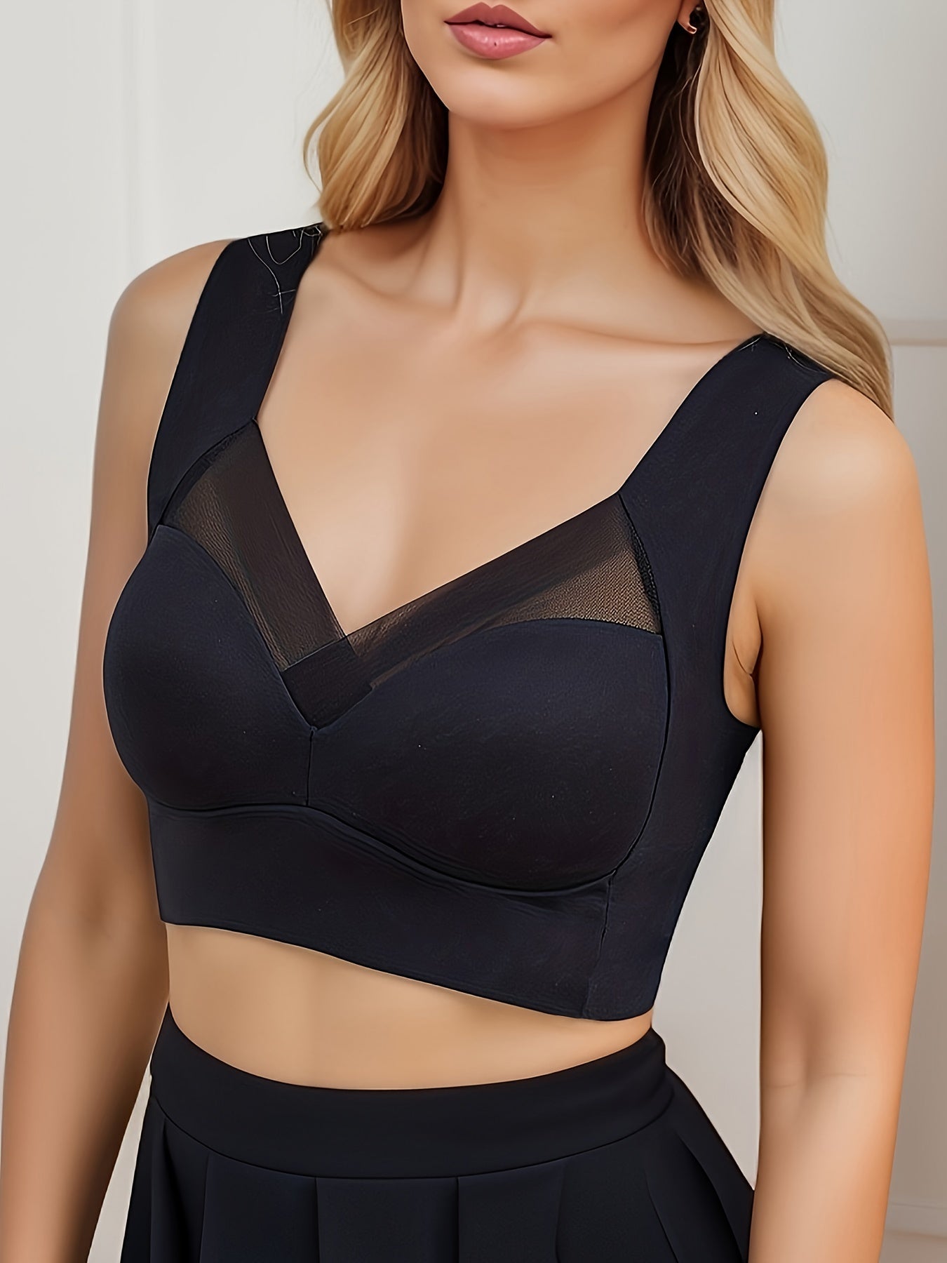 3pcs Mesh Wireless Push Up Bra Women's Lingerie