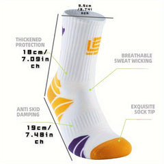 Men's Mid Crew Sport Socks Cotton Blend for Basketball