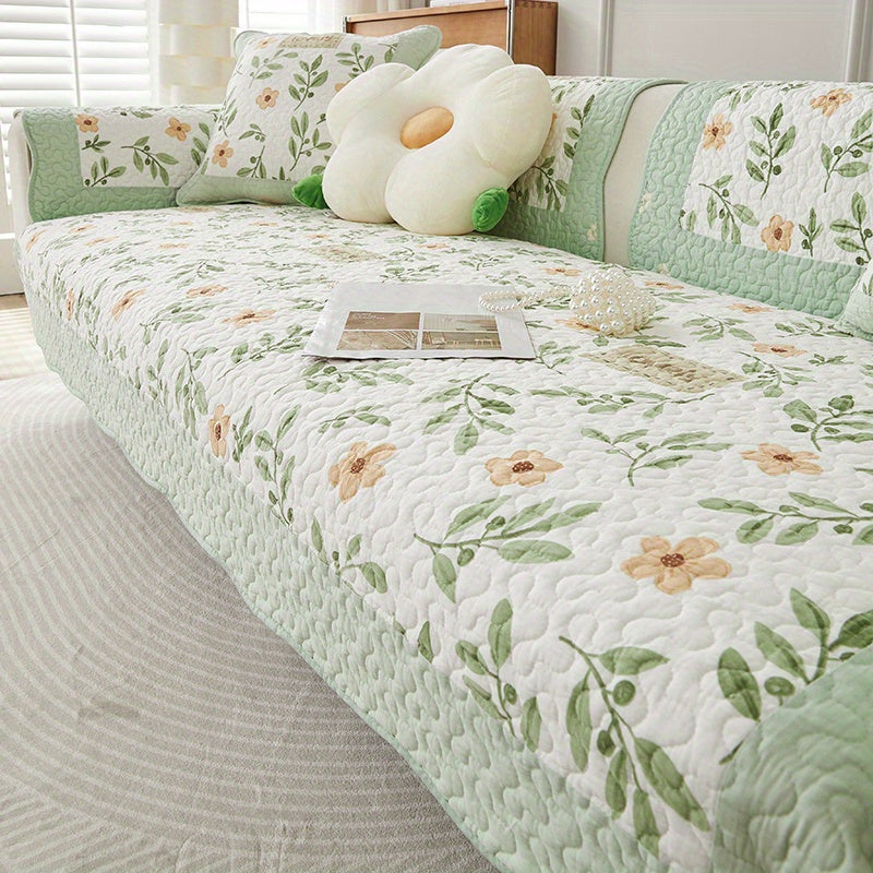 Cotton Flower Printed Sofa Slipcover Machine Washable Sofa Cover