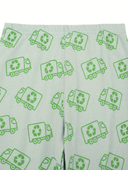 Truck Print 2pc Pajama Set Long Sleeve Top & Pants