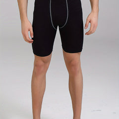 Men's Letters Pattern Compression Shorts for Outdoor Fitness