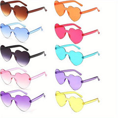 Heart Shaped Rimless Sunglasses Love Theme Funny Candy Decorative Glasses