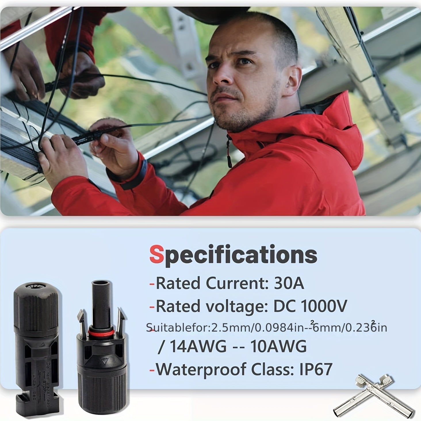 6 Pairs MC4 Waterproof Solar Panel Cable Connectors