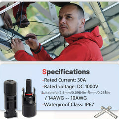 6 Pairs MC4 Waterproof Solar Panel Cable Connectors