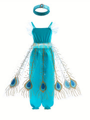 Jasmine Dress Kid Girls Princess Costume Fun Halloween Party Fancy Flower Fairy