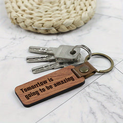 Rosewood Wooden Keychain With Inspirational Hints Retro Key Chain Keyring