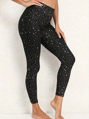 Glitter Star & Stripe Print High Rise Leggings