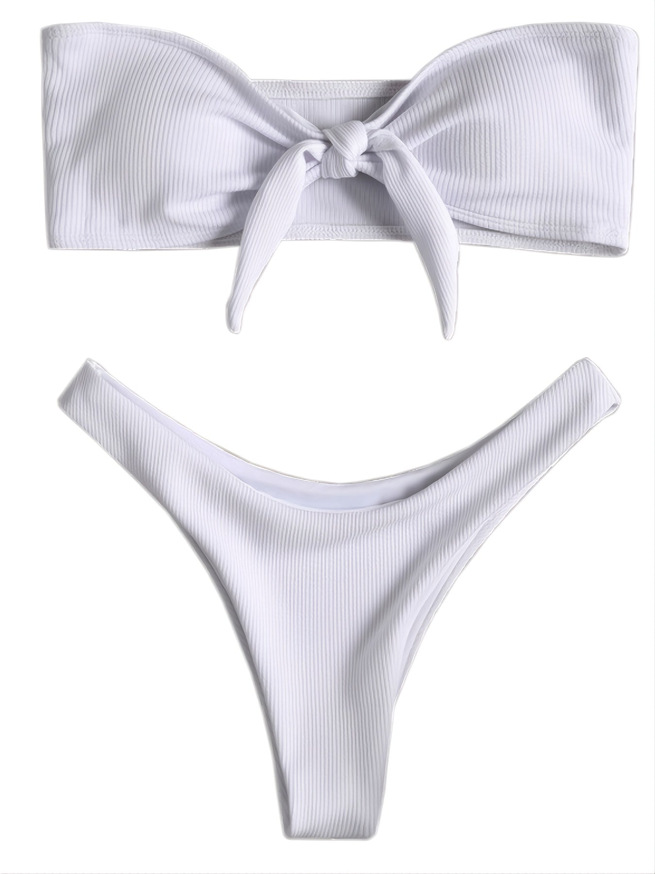 Bow Tie Front 2-Piece Swimsuit Textured Knit