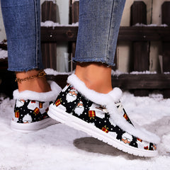 Women's Santa Claus Skate Shoes Plush Comfort Warm Flats