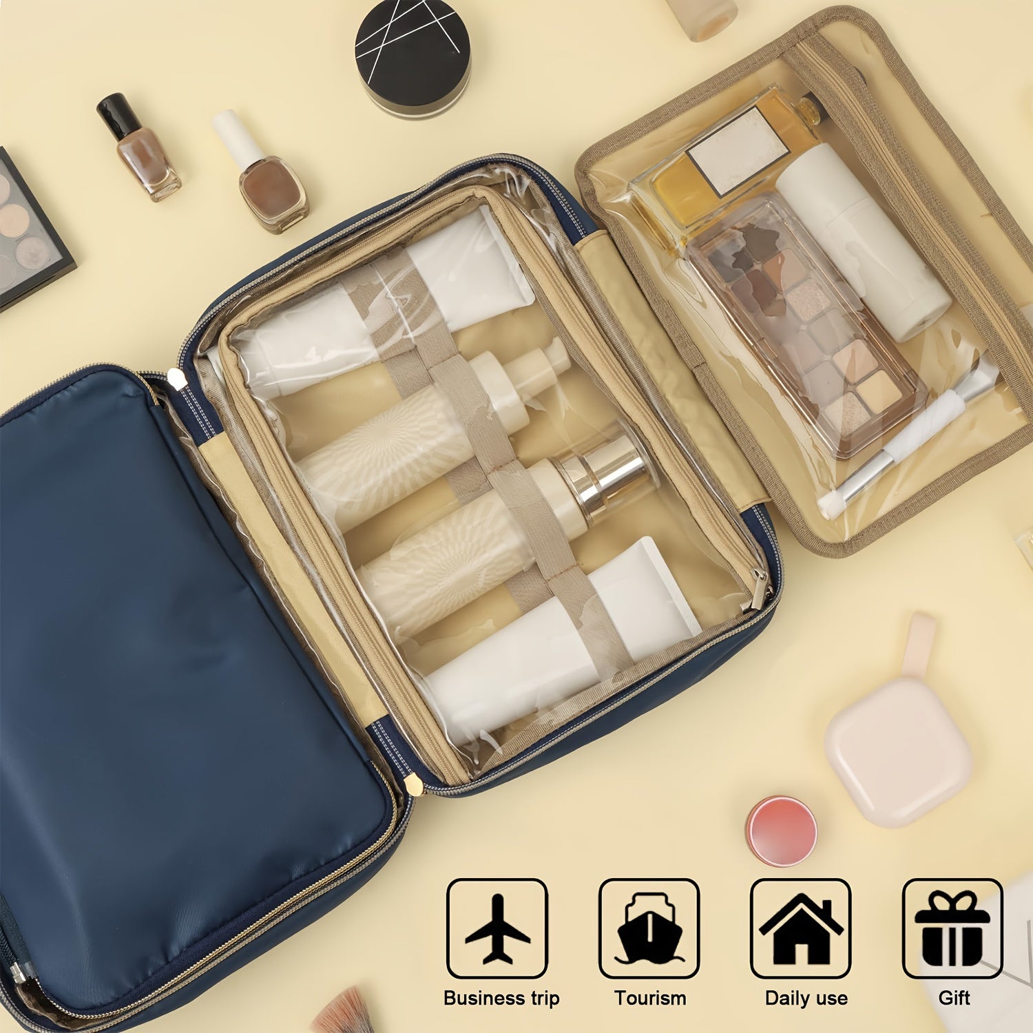 Large Capacity Makeup Storage Bag with 5 Compartments