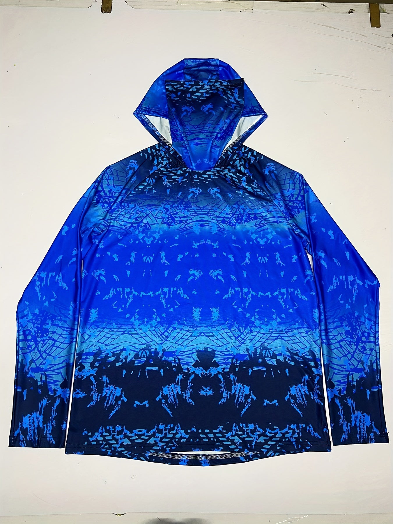Men's Gradient Hoodie With Mask Anti UV Sunscreen Fishing Shirt