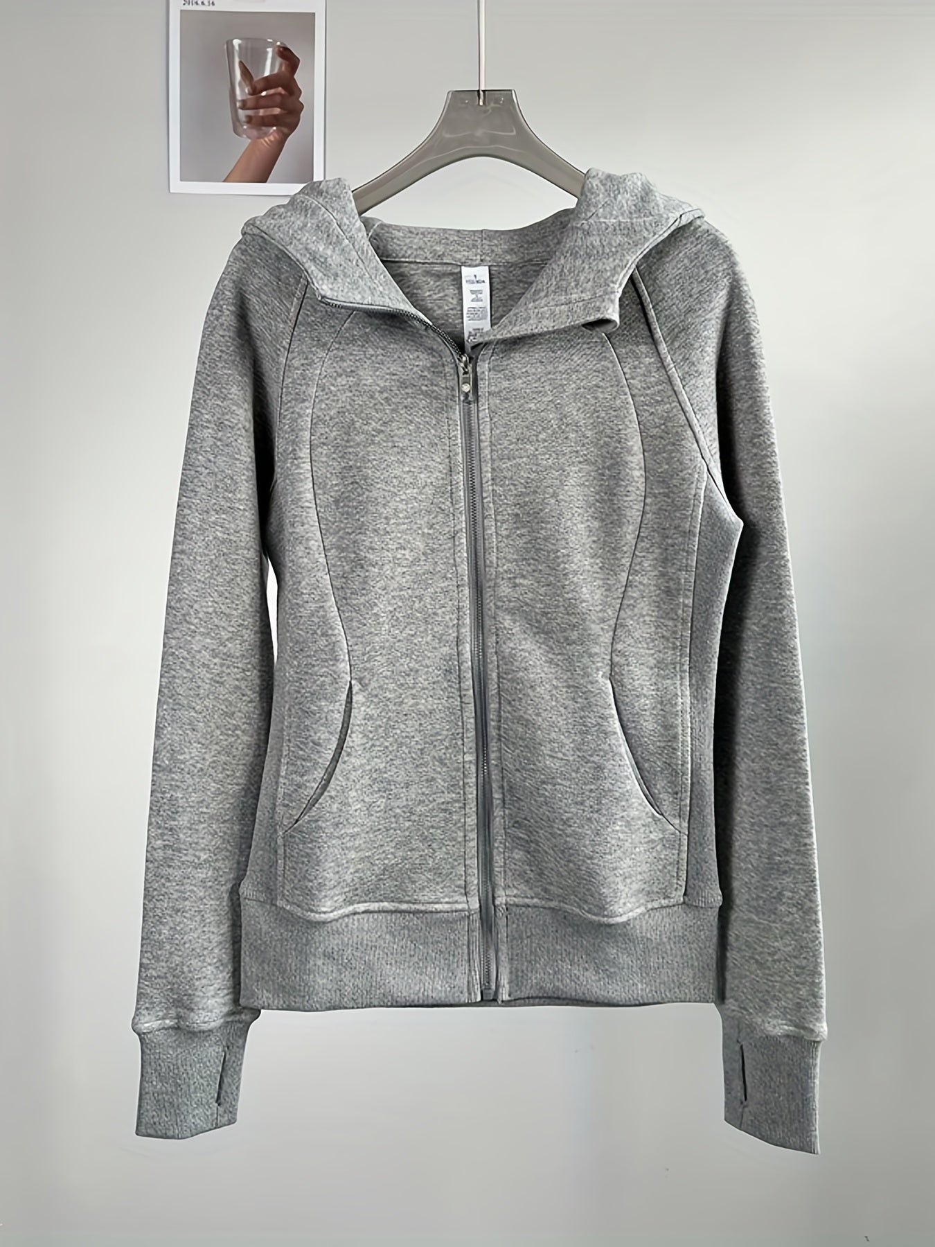 Women's Hooded Slim Fit Sports Jacket with Thumb Hole