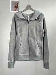 Women's Hooded Slim Fit Sports Jacket with Thumb Hole
