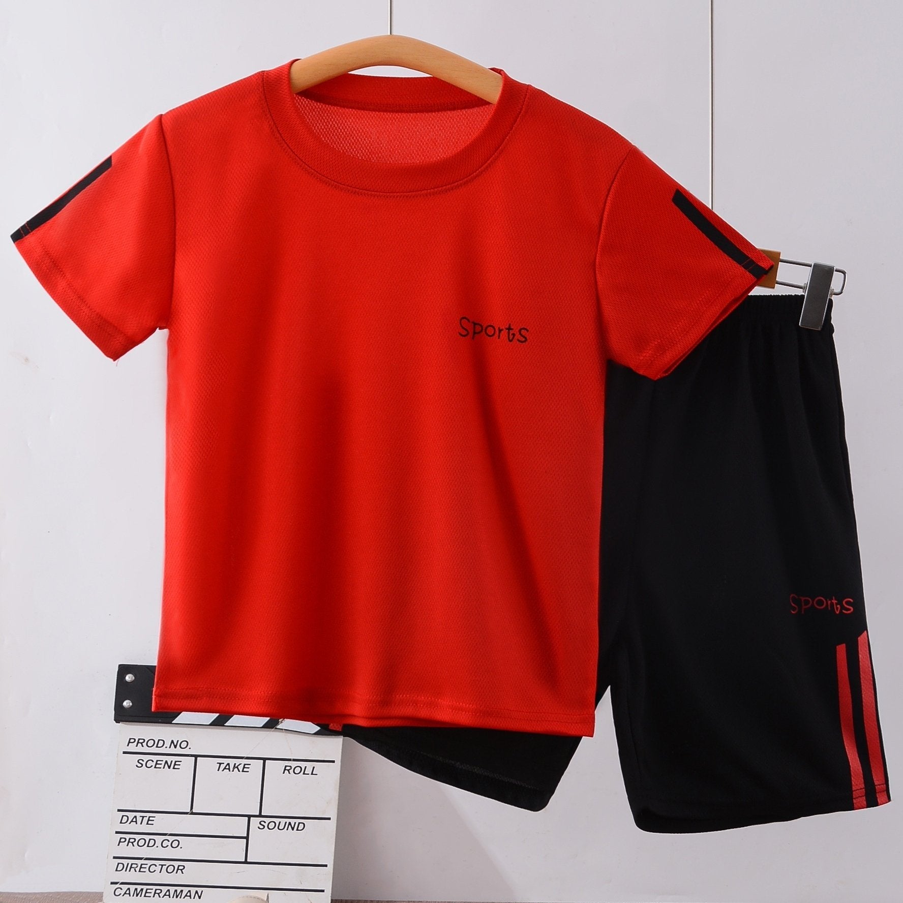 Boy's 2pcs Sports Print T-Shirt & Shorts Set for Summer