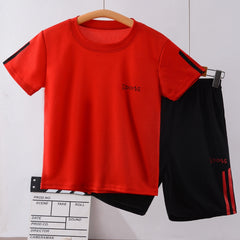 Boy's 2pcs Sports Print T-Shirt & Shorts Set for Summer