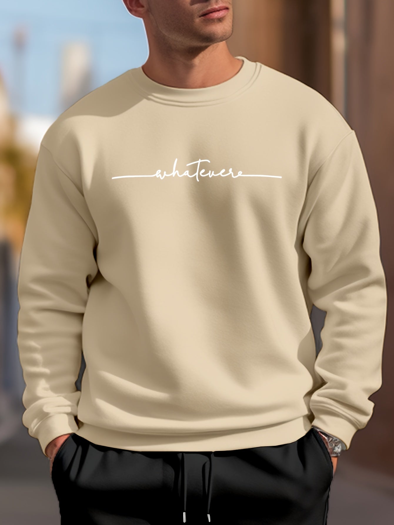 Men's Casual Whatever Print Sweatshirt