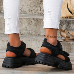 Women's Solid Heighten Sports Sandals Hook & Loop Fastener Slippers