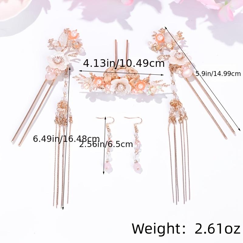 Faux Pearl Crystal Hairpin Earring Set Vintage Wedding Bridal Hair Accessories
