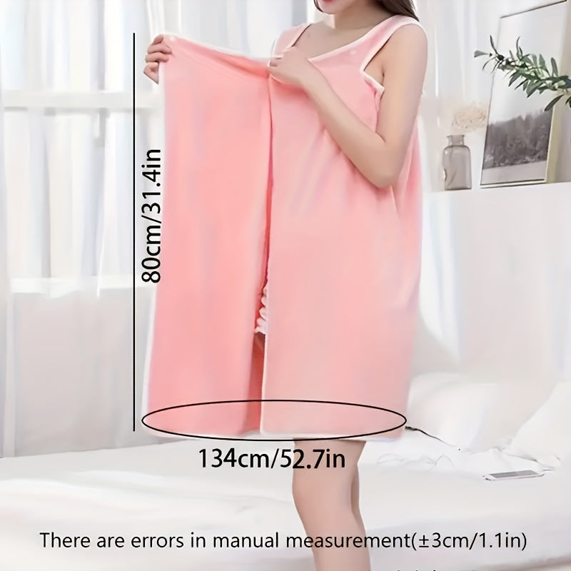 Women's Adjustable Bathrobe with Pocket Soft Absorbent Bath Towel