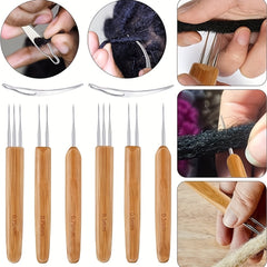 Bamboo Handle Dreadlock Crochet Needle Micro Hook