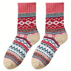 5 Pairs Geometric Pattern Colorblock Socks Women's Stockings