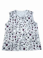 Floral Print V Neck Tank Top Medium Stretch Plus Size Casual