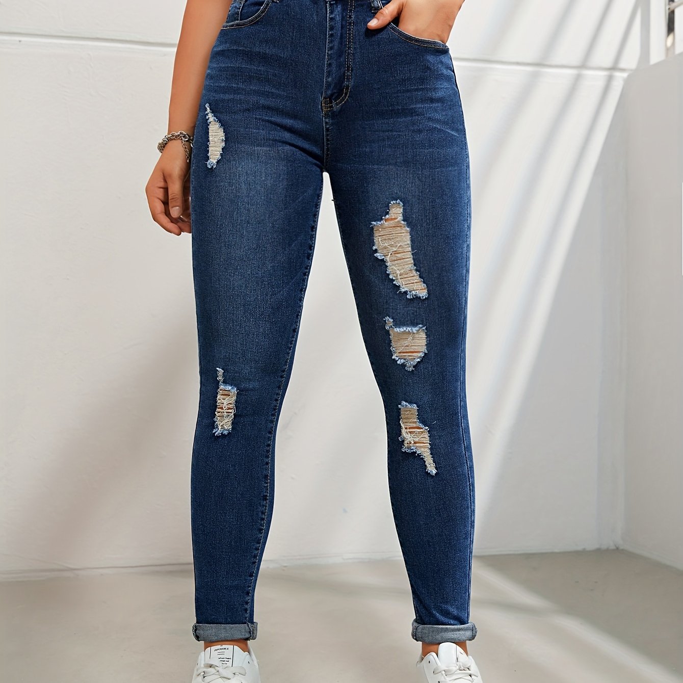 Ripped High Waist Skinny Jeans