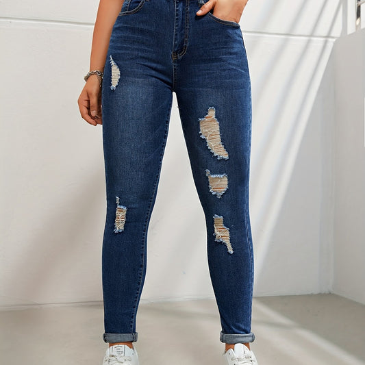 Ripped High Waist Skinny Jeans