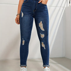 Ripped High Waist Skinny Jeans