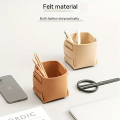 Felt Desktop Storage Box Makeup Brush Lipstick Finishing Storage Bucket